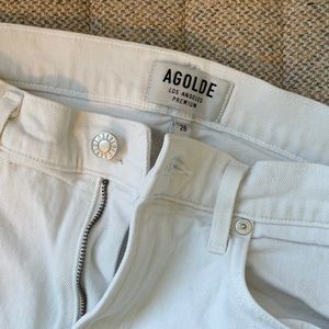 Agolde white “Sofia Crop” skinny jeans